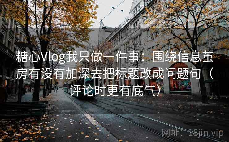 糖心Vlog我只做一件事：围绕信息茧房有没有加深去把标题改成问题句（评论时更有底气）