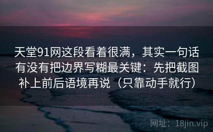 天堂91网这段看着很满，其实一句话有没有把边界写糊最关键：先把截图补上前后语境再说（只靠动手就行）